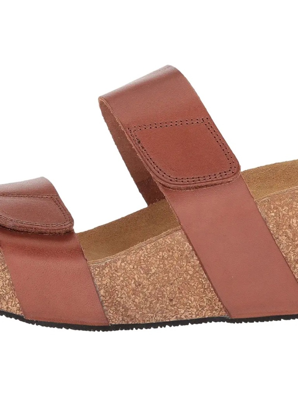 Eric Michael Lily Brown Double-Strap Leather Slide Sandals